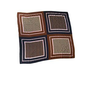J.Crew Geometric Patterned Wool Blend Square Scarf In Brown Navy & Pink Classic